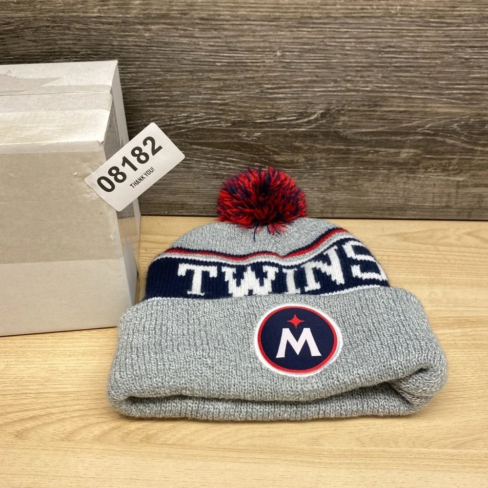 Minnesota Twins Hat Cap Beanie Gray Navy Blue MLB Baseball Ford Promo Winter Pom